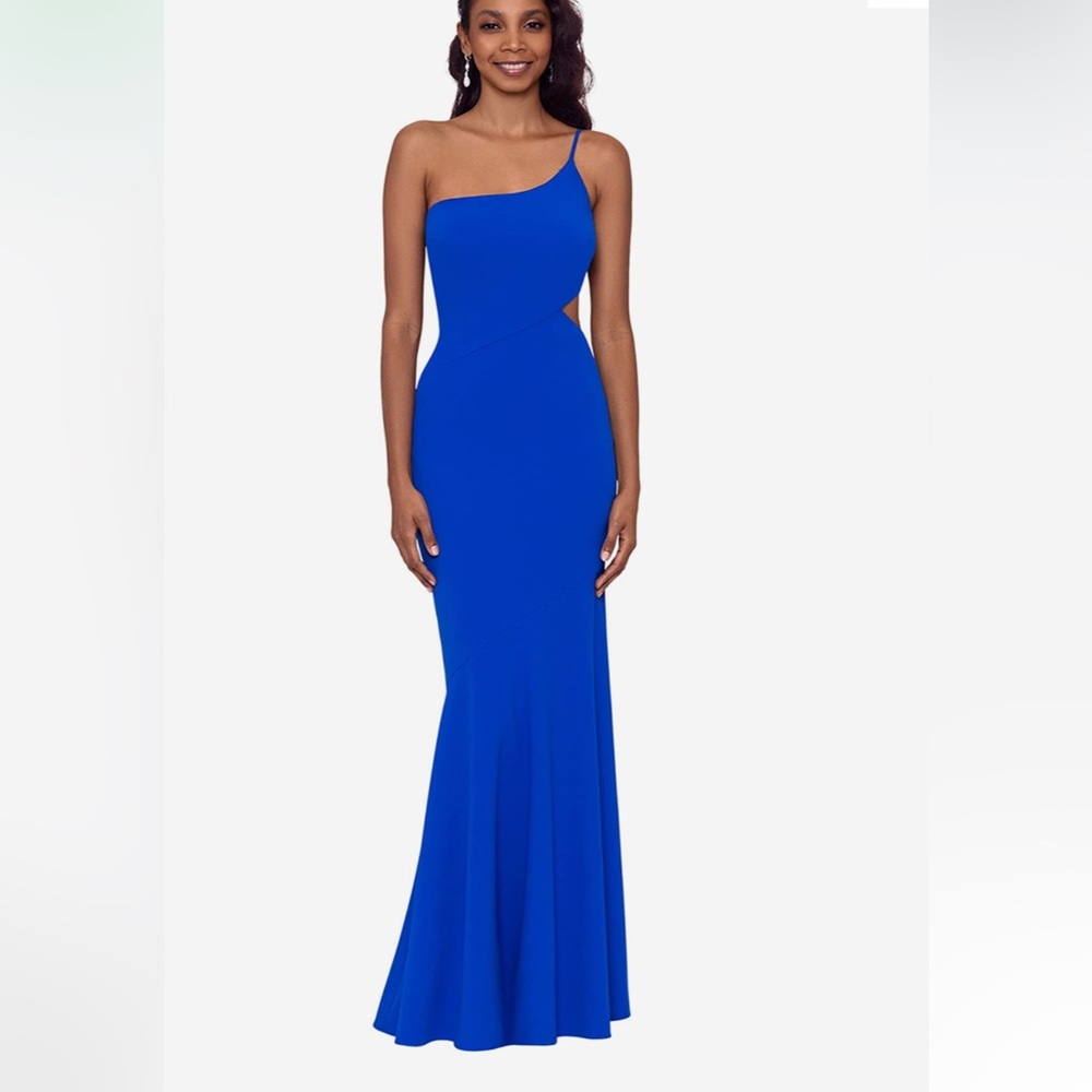 long blue dress from Betsy and Adam! size 0 but could definitely fit a size 2!